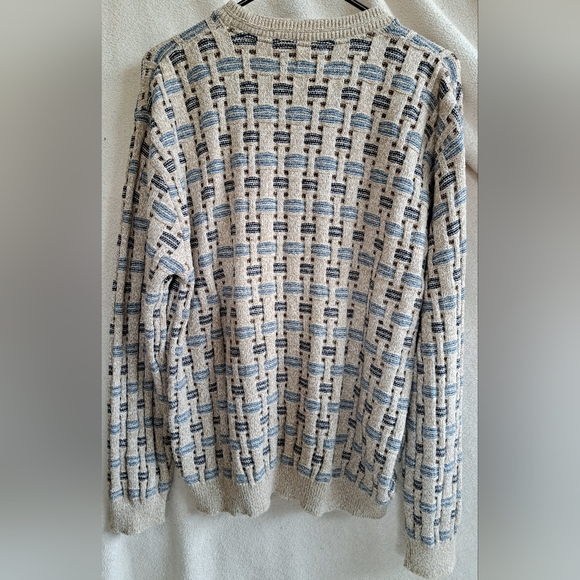 Men's Haggar Pullover Crewneck Textured Knit Cream Colored Sweater - Picture 6 of 7